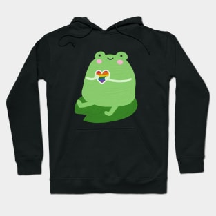 Cute Frog with Rainbow Heart | LGBTQ+ Gay Pride Hoodie